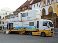 Noch ist es ruhig am Morgen des 9. März auf dem Amberger Marktplatz. Unmittelbar vor dem Rathaus der oberpfälzischen Stadt hatte die mobile Erlebniswelt BIOTechnikum für zwei Tage Station gemacht.